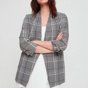 Aritzia Babaton Power Hip Plaid Blazer Sz 4 Black White